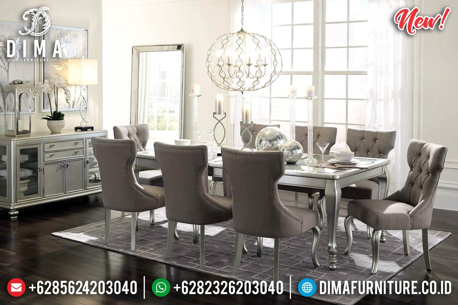 Set Meja Makan Minimalis Modern Silver Duco TTJ-0036 Set Meja Makan Minimalis Modern Silver Duco TTJ-0036