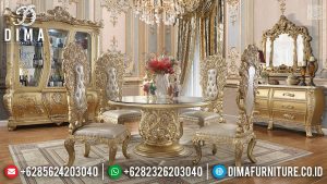 Meja Makan Jepara Desain Interior Mewah Gold Duco TTJ-0224