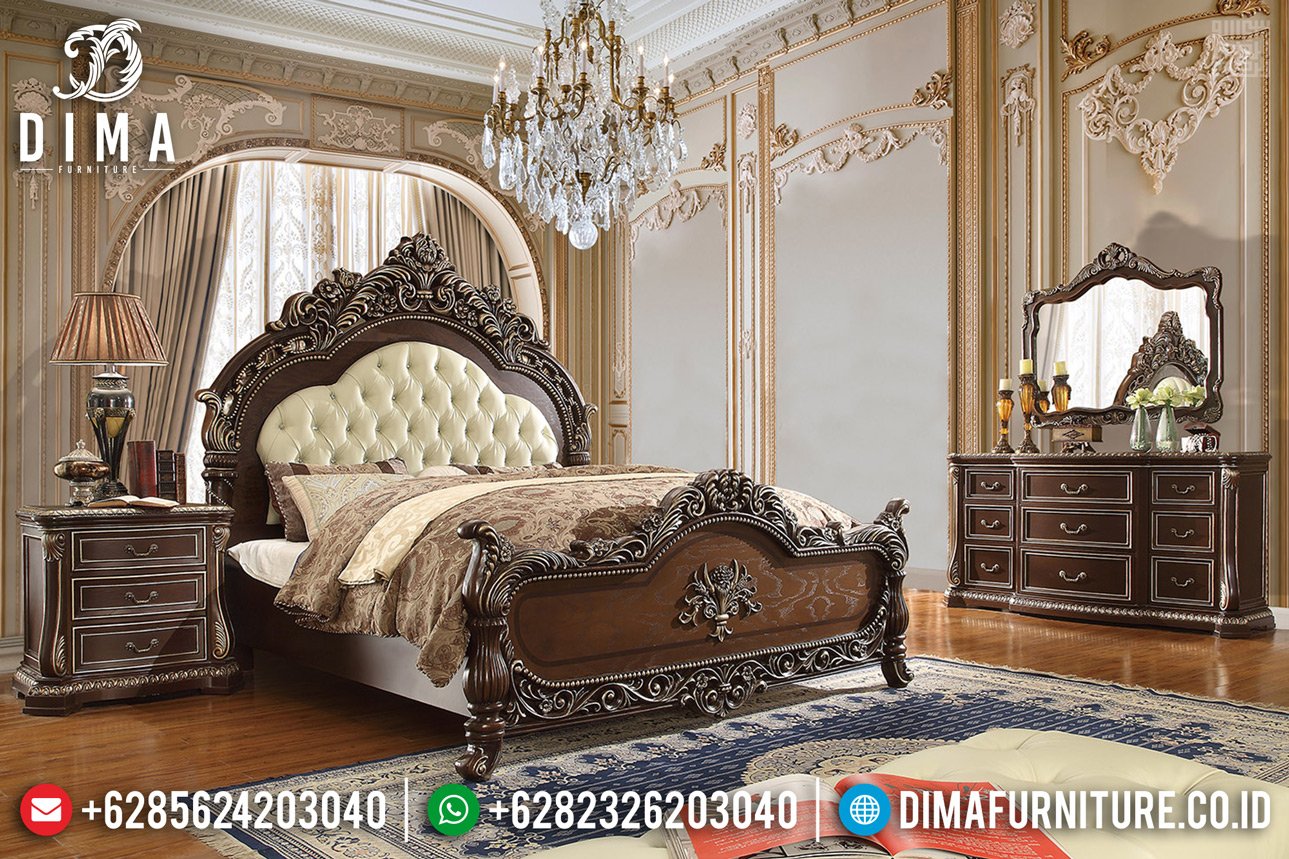 Tempat Tidur Mewah Jati Natural Ukiran Classic Barocco TTJ-0314 Tempat Tidur Mewah Jati Natural Ukiran Classic Barocco TTJ-0314