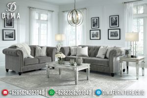 Furniture Jepara Sofa Tamu Modern Chesterfield Grey Softly TTJ-0447