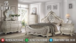 Harga Set Kamar Tidur Mewah, Tempat Tidur Mewah Ukiran Putih Duco Furniture Jepara TTJ-0420