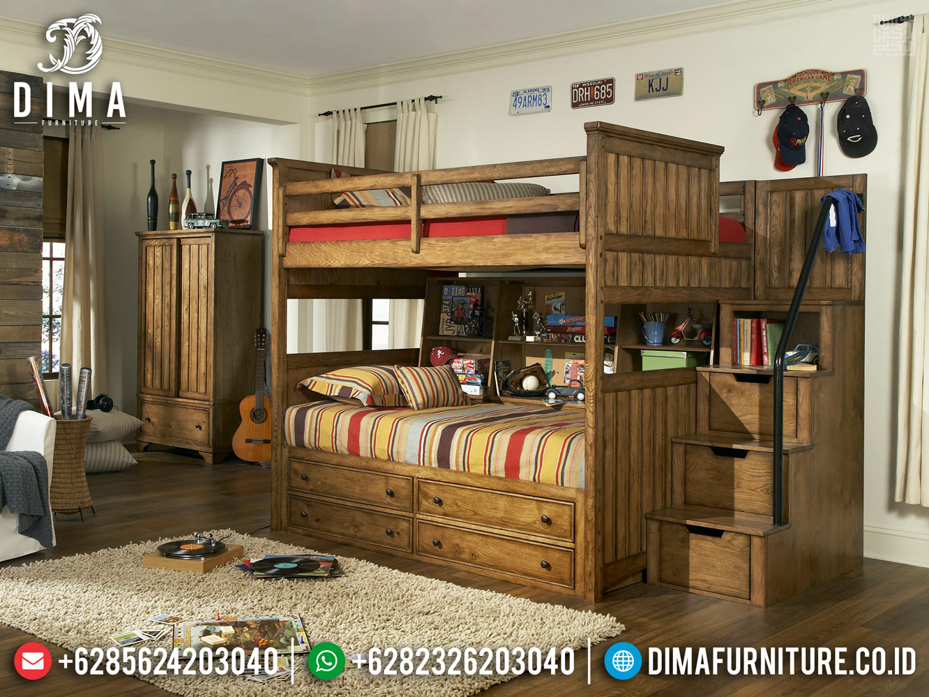 New Design Tempat Tidur Tingkat Anak Natural Jati Furniture Jepara TTJ-0413