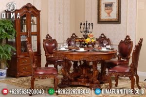 Desain Meja Makan Mewah, Kursi Meja Makan Ukiran Jepara, Meja Makan Raja Luxury Natural Jati TTJ-0531