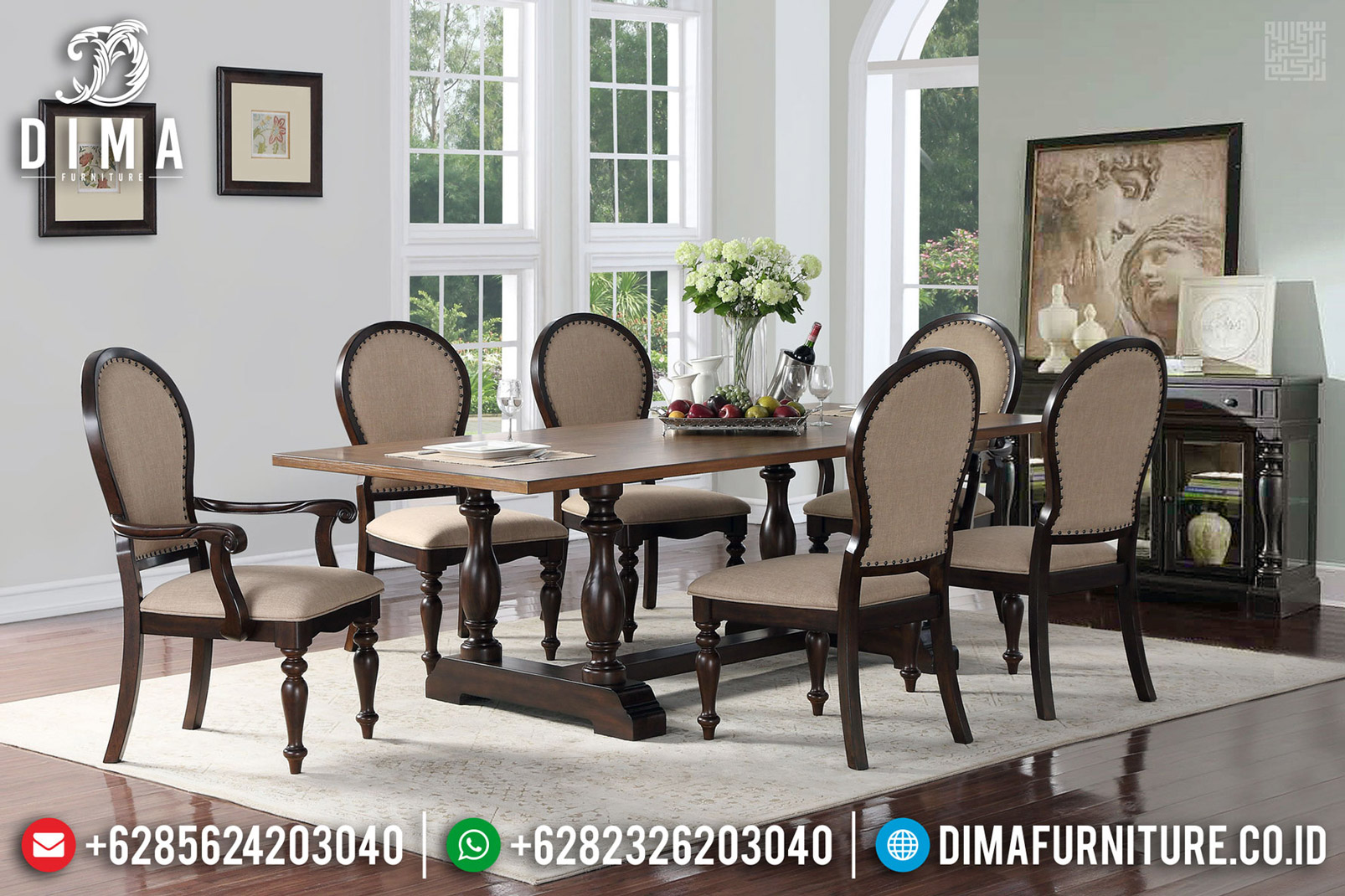 Harga Meja Makan Klasik Natural Jati Furniture Jepara TTJ-0578