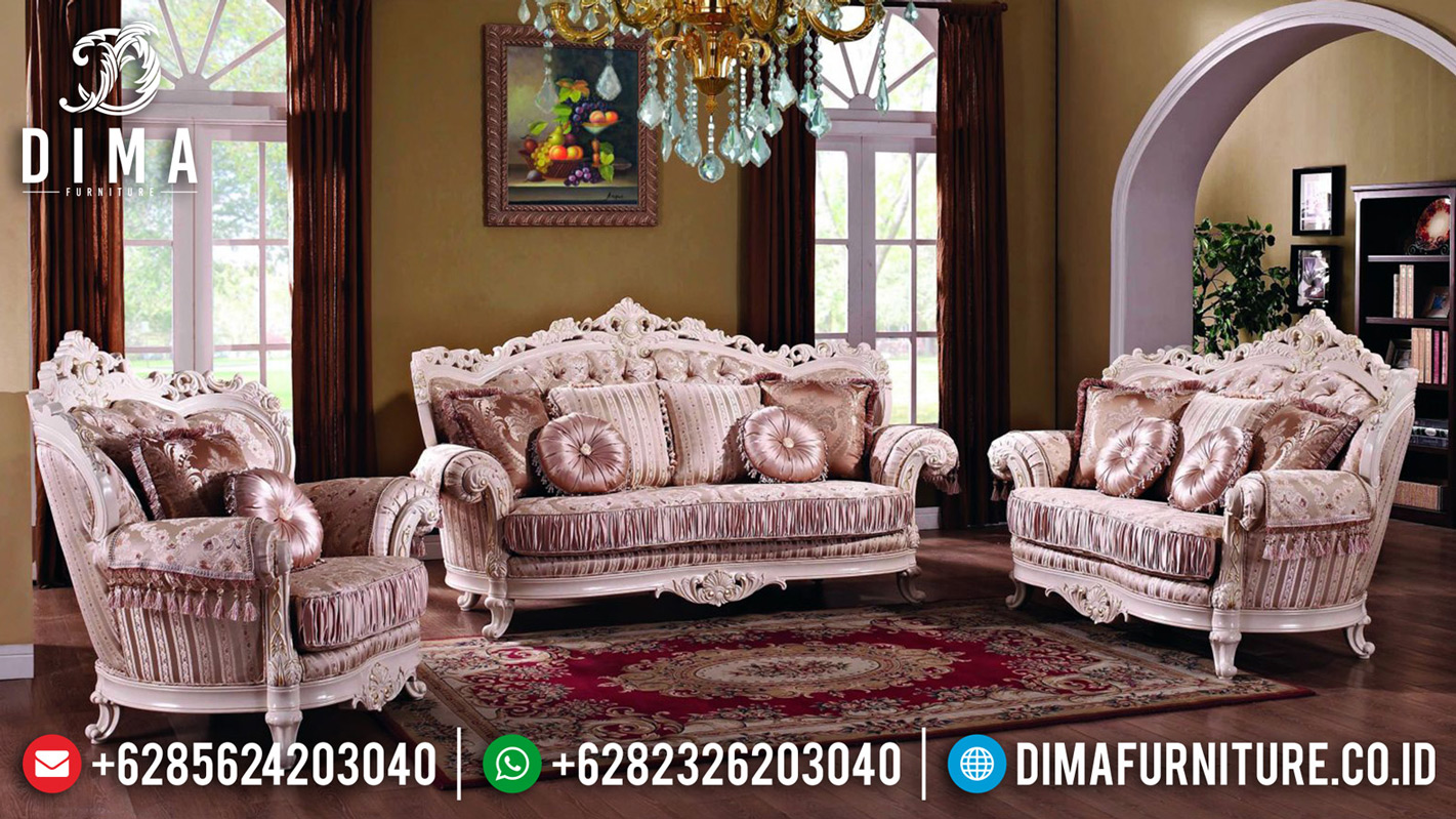 Set Sofa Tamu Mewah 3 2 1 Ukiran Luxurious Desain Interior Megah TTJ-0629