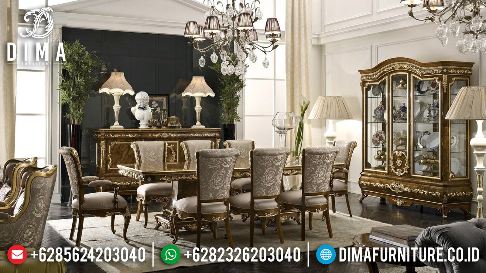 New Set Meja Makan Mewah Jati Natural Klasik Furniture Jepara TTJ-0776 New Set Meja Makan Mewah Jati Natural Klasik Furniture Jepara TTJ-0776