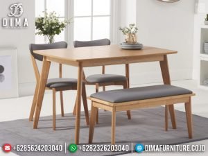 New Set Meja Makan Minimalis Jati Natural Modern Desain Terlaris TTJ-0789