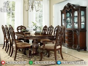 Set Kursi Meja Makan Minimalis Jati Natural New Desain Versailles TTJ-0786