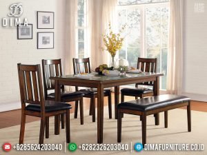 Solid Wood Meja Makan Jati Minimalis Natural Modern Great Quality TTJ-0788