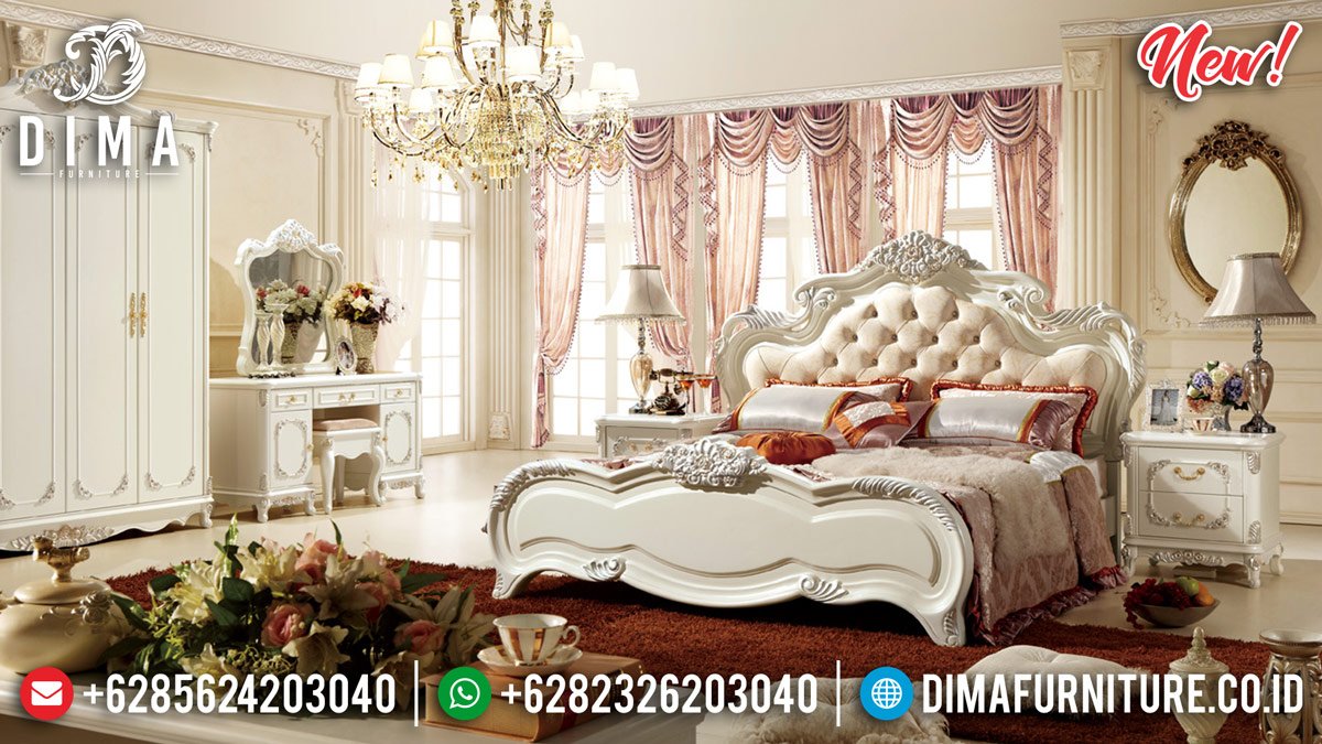 Best Product Tempat Tidur Ukiran Mewah White Duco Luxury Carving Jepara TTJ-0960