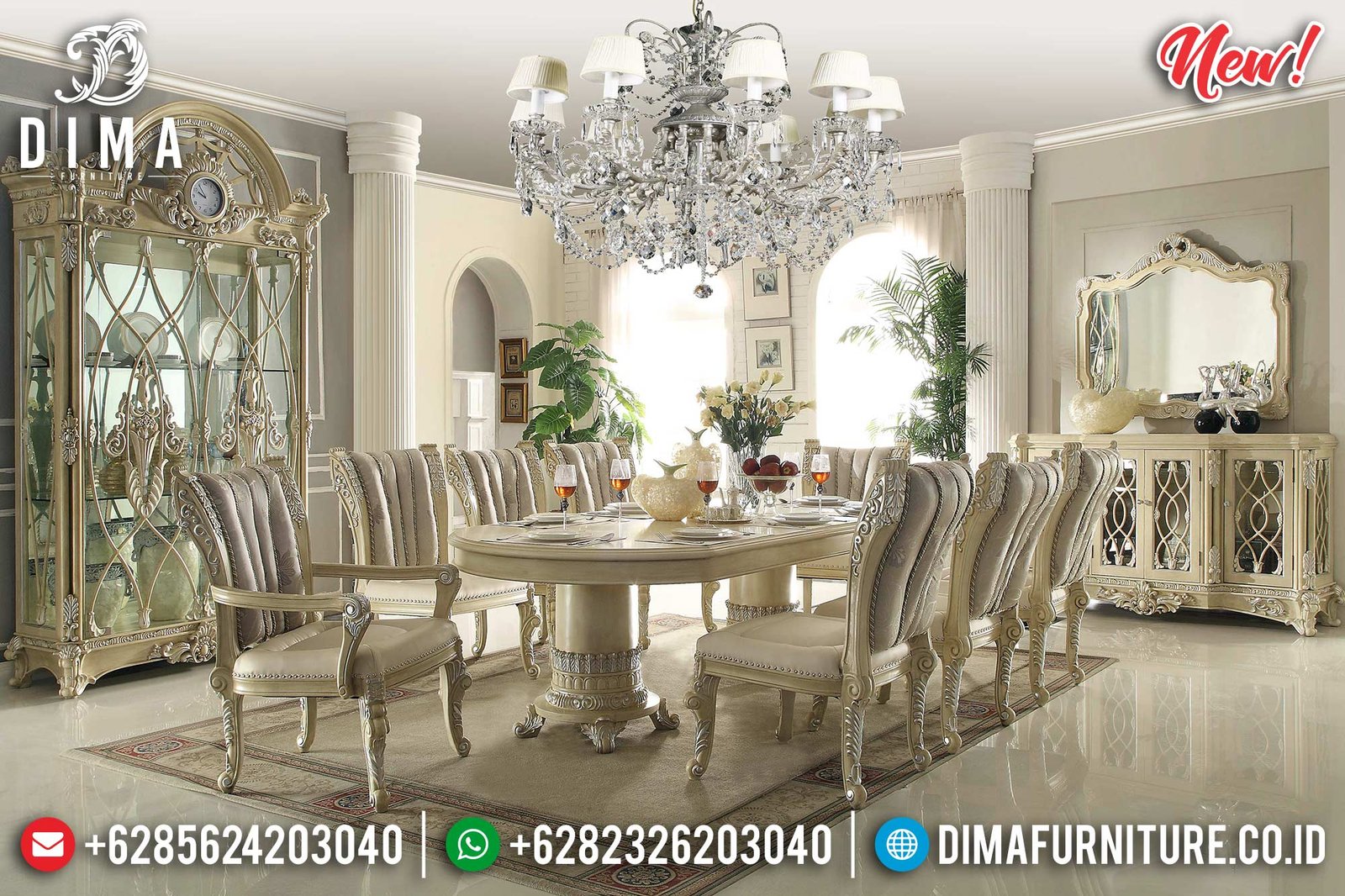 Harga Meja Makan Mewah Terbaru Luxury Carving New Design Furniture Jepara TTJ-0969 Harga Meja Makan Mewah Terbaru Luxury Carving New Design Furniture Jepara TTJ-0969