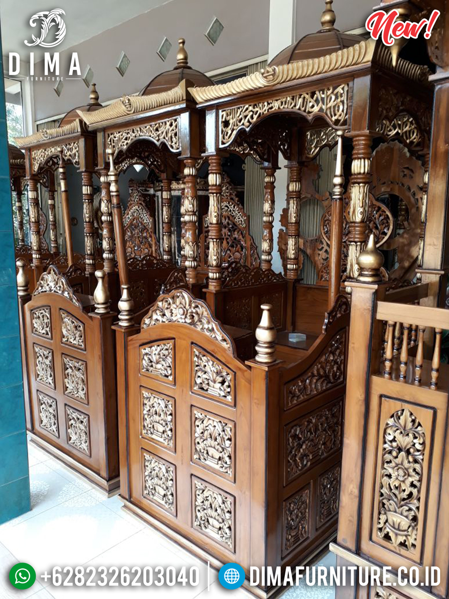 Mimbar Masjid Jati Luxury Classik Ukiran Natural Mebel Jepara TTJ-0887