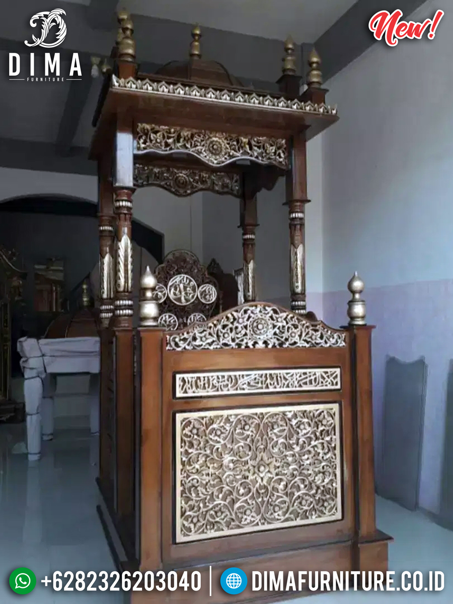 New Desain Mimbar Masjid Jati Ukiran Luxury Classic Furniture Jepara TTJ-0869