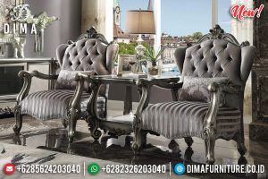Sofa Santai Mewah Ukiran Jepara Dan Meja Coffee Table Epic Silver Glossy TTJ-0941