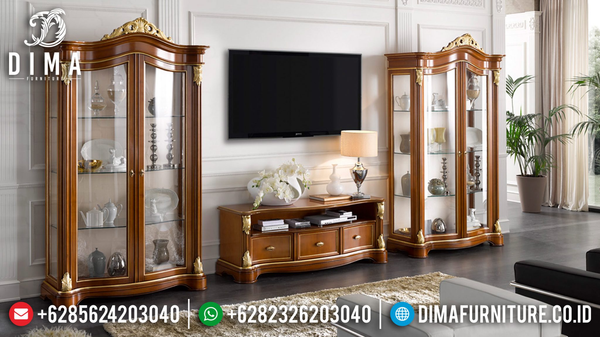Best Sale Lemari Hias Kaca Set Bufet TV Mewah Luxury Design Interior TTJ-1024
