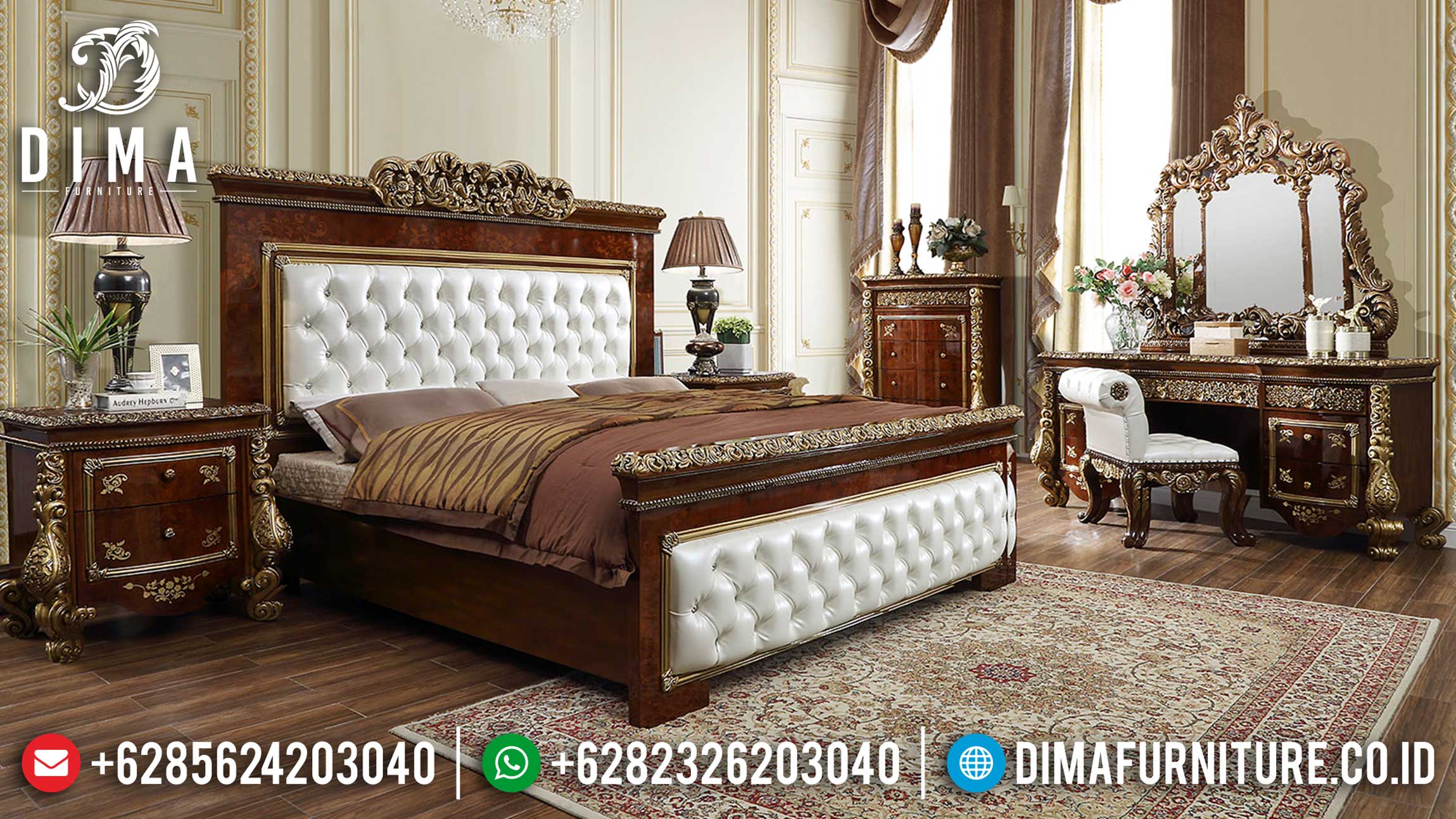 Classic Style Tempat Tidur Ukiran Jepara New Design Interior Bedroom TTJ-1106