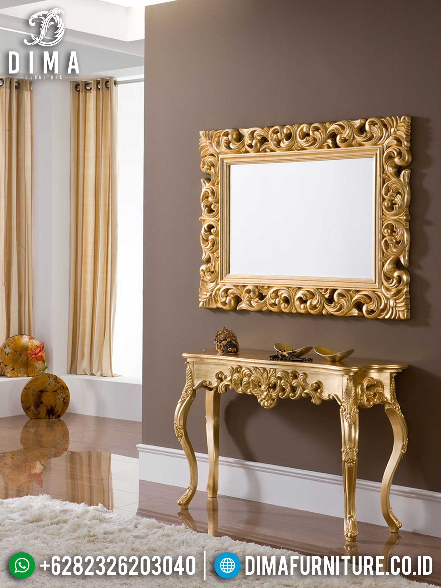 Golden Meja Konsul Mewah Ukir Jepara Terbaru Luxury Premiere Style TTJ-1427