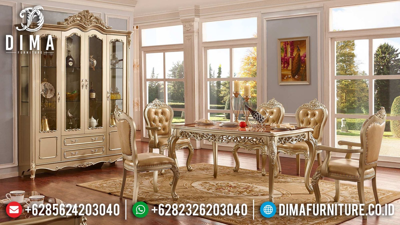 High Class Desain Meja Makan Mewah Excellent Golden Duco Glossy Color TTJ-1605 High Class Desain Meja Makan Mewah Excellent Golden Duco Glossy Color TTJ-1605