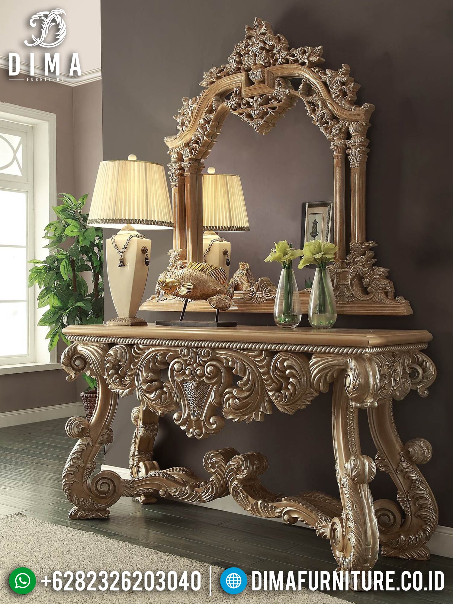 Meja Konsul Mewah Klasik Luxury Desain Elegant Furniture Jepara TTJ-1566