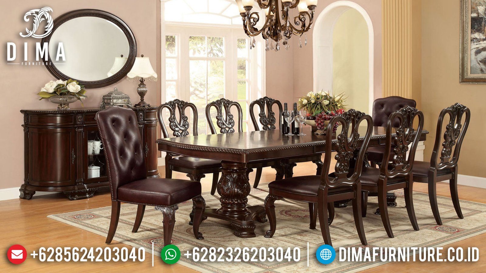 Jual Meja Makan Minimalis Jepara Natural Jati Solid Wood Luxury TTJ-1699 Jual Meja Makan Minimalis Jepara Natural Jati Solid Wood Luxury TTJ-1699