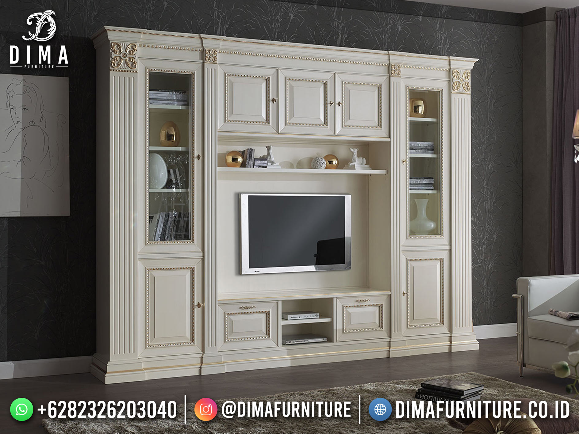 Elegant Arsenio Bufet TV Jepara Best Solid Wood Product NO1 TTJ-2078
