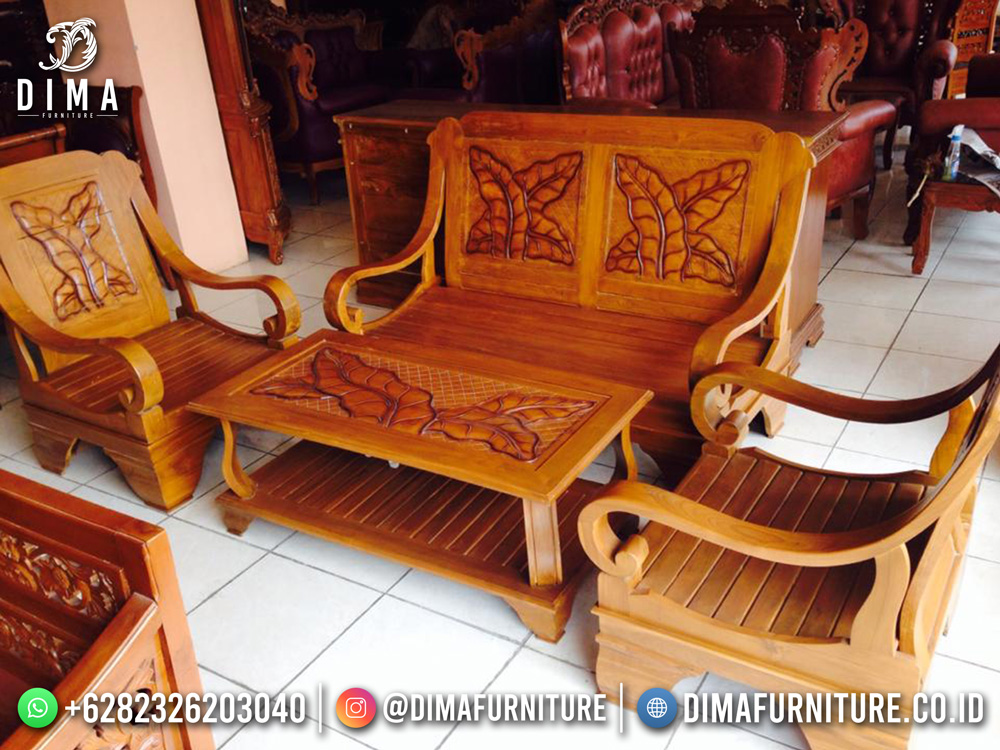 Jual Set Sofa Tamu Jati Minimalis Natural Salak Brown Solid Wood TTJ-2053