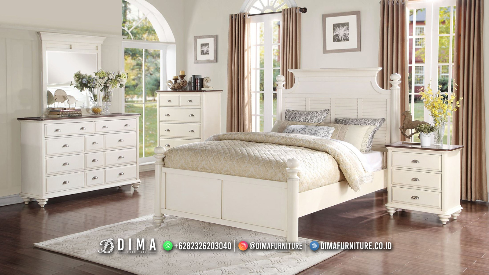 Jual Kamar Set Minimalis Dipan Putih Elegant Shabby Furniture TTJ-2305
