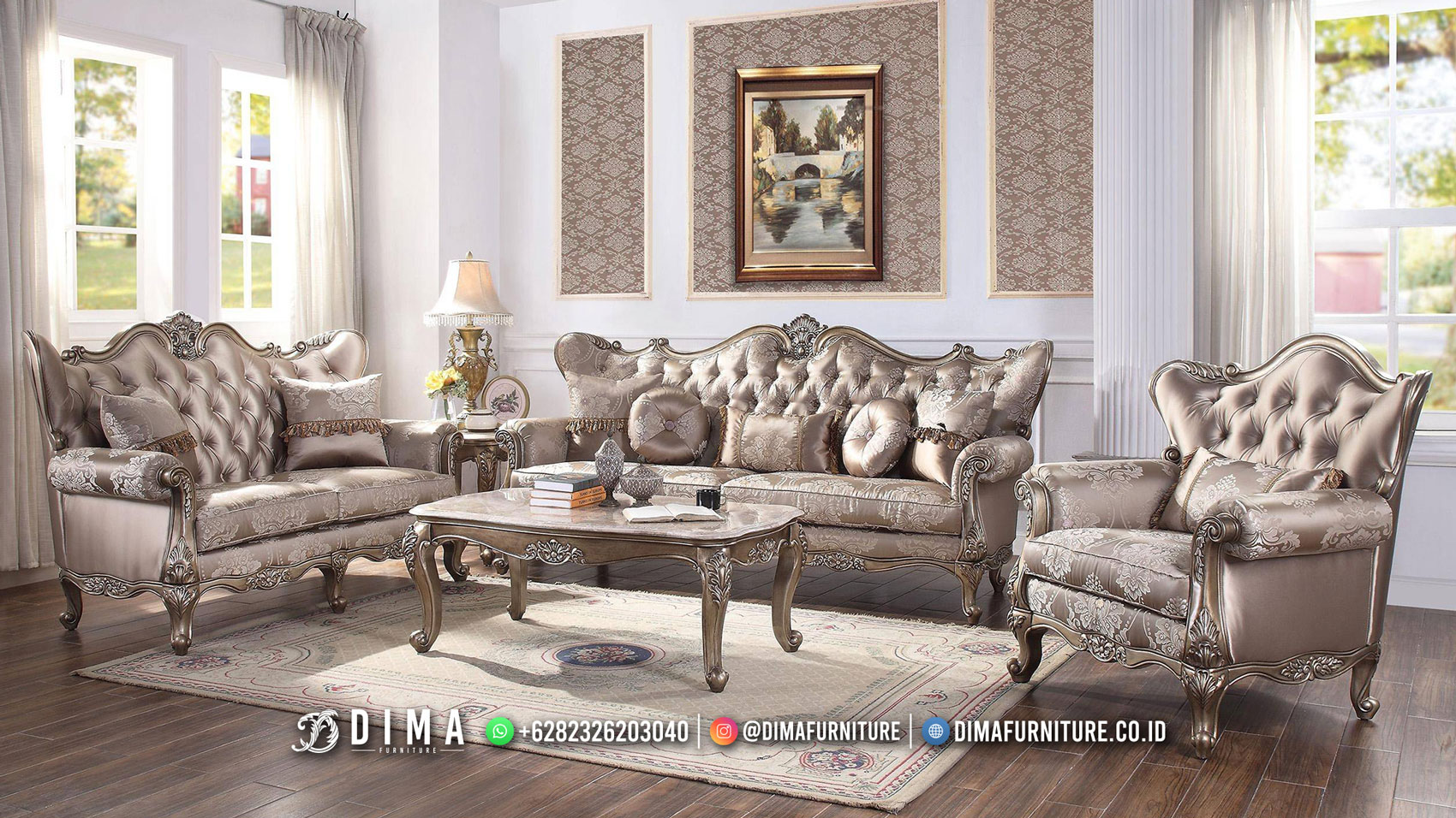 Sofa Ruang Tamu Mewah Silver Vince Exclusive Art Duco Color TTJ-2431