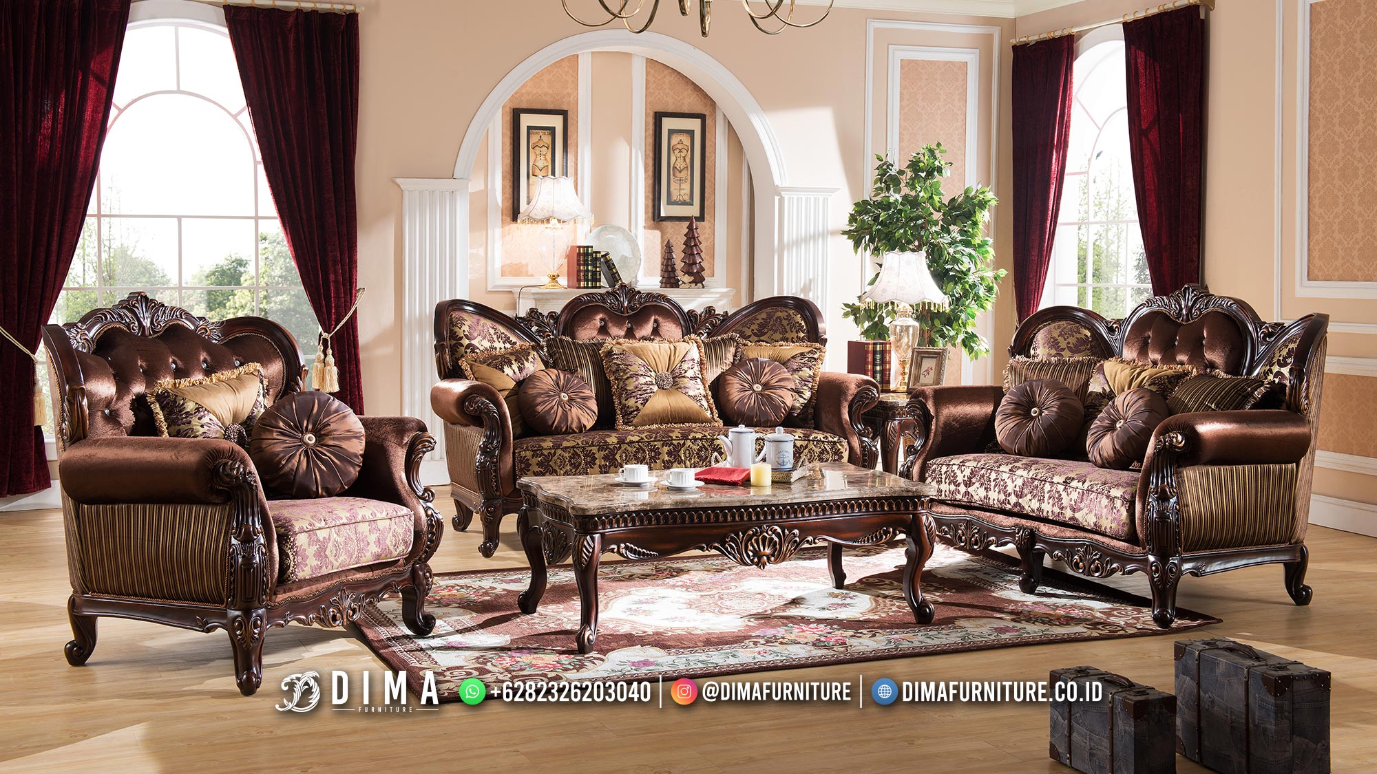 Sofa Tamu Mewah Kayu jati Berkualitas Classic Elegant Design TTJ-2429