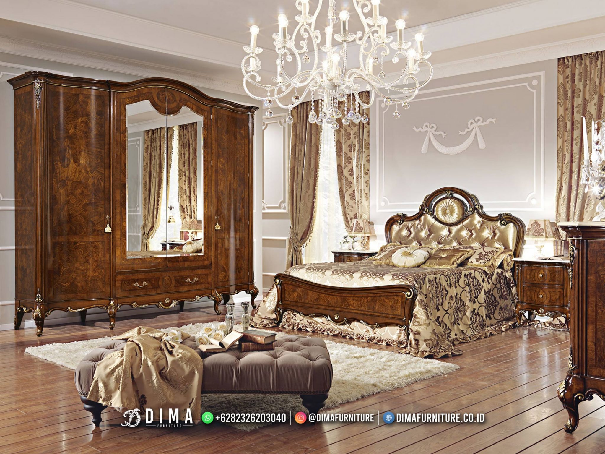 Best Collection Kamar Set Mewah Ukiran Jati Luxury Natural TTJ-2508