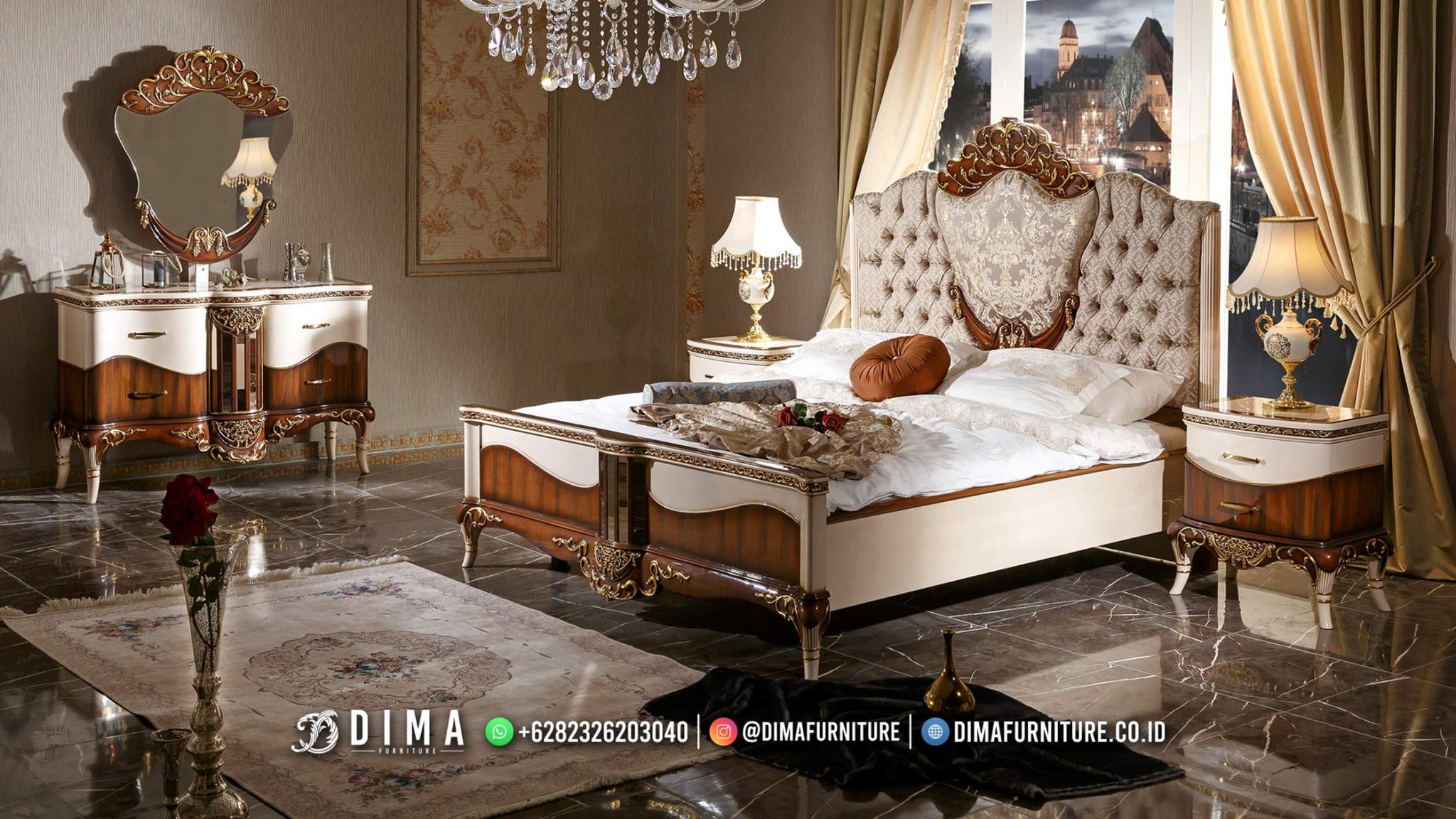 Luxurious Design Kamar Set Mewah Terbaru Furniture Jati Jepara TTJ-2526