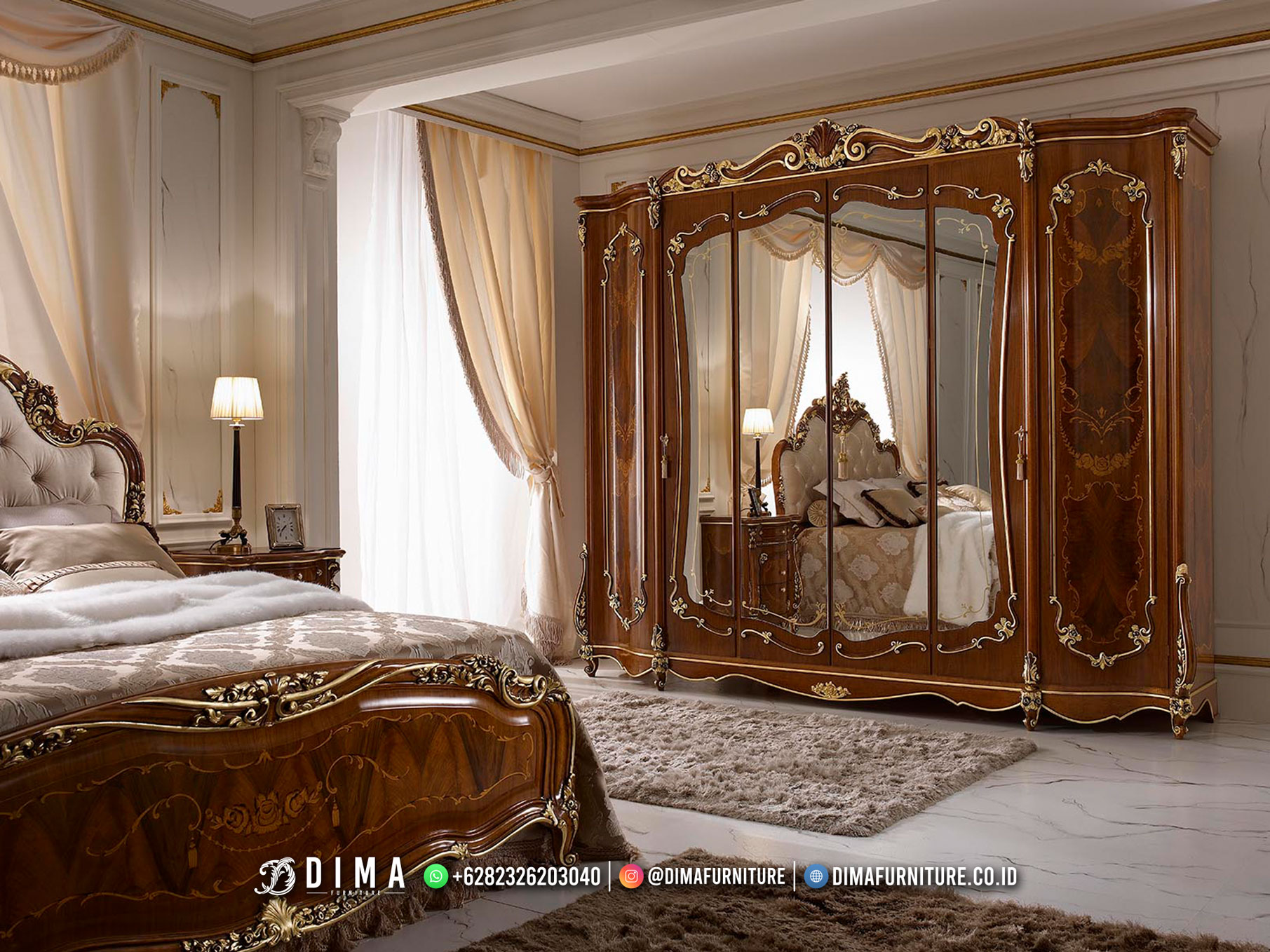 Great Quality Lemari Baju Kaca Mewah Luxury Witson Furniture Jepara TTJ-2627