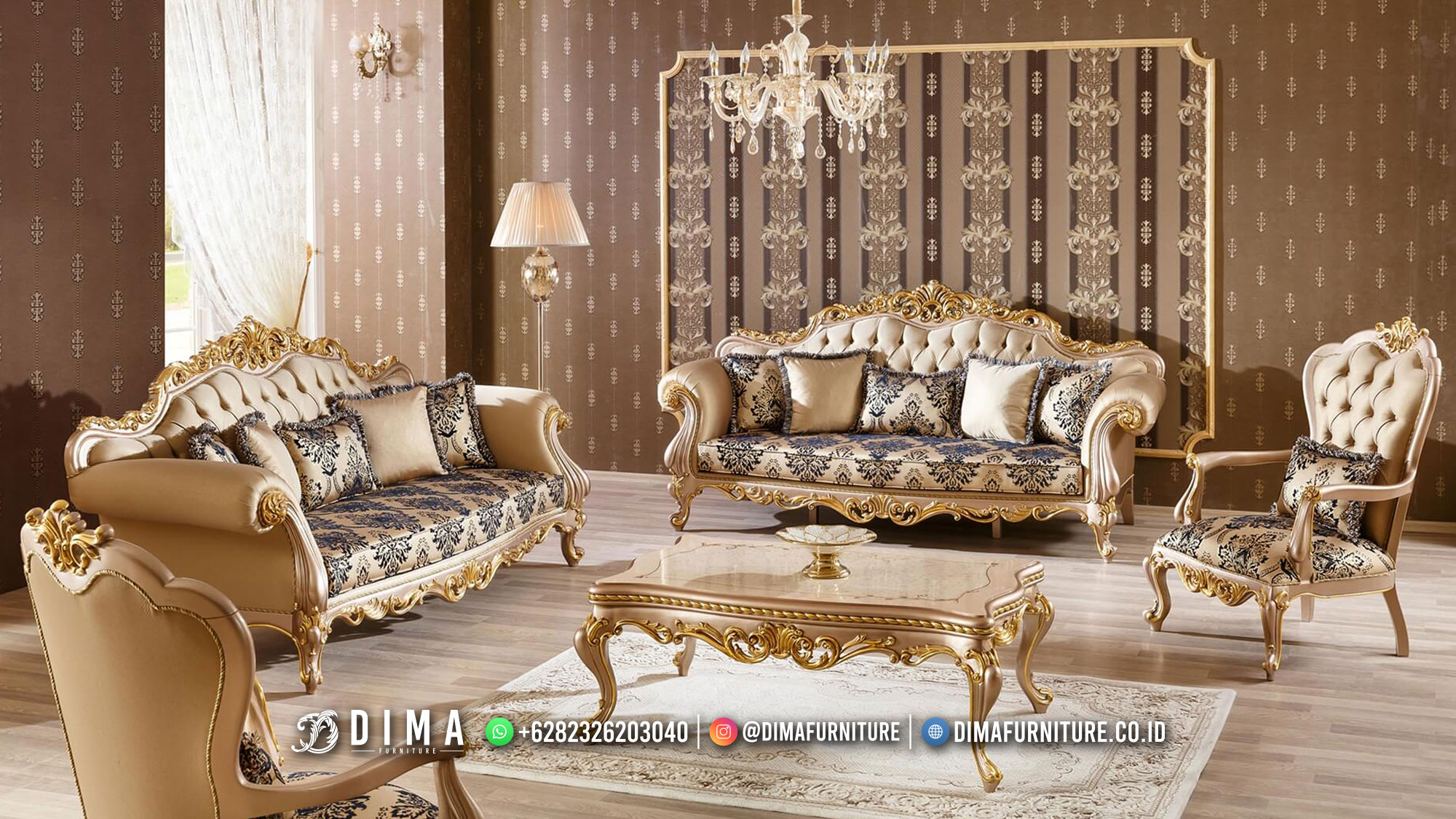 Luxury Golden Carving Kursi Ruang Tamu – Sofa Tamu Mewah TTJ-2674