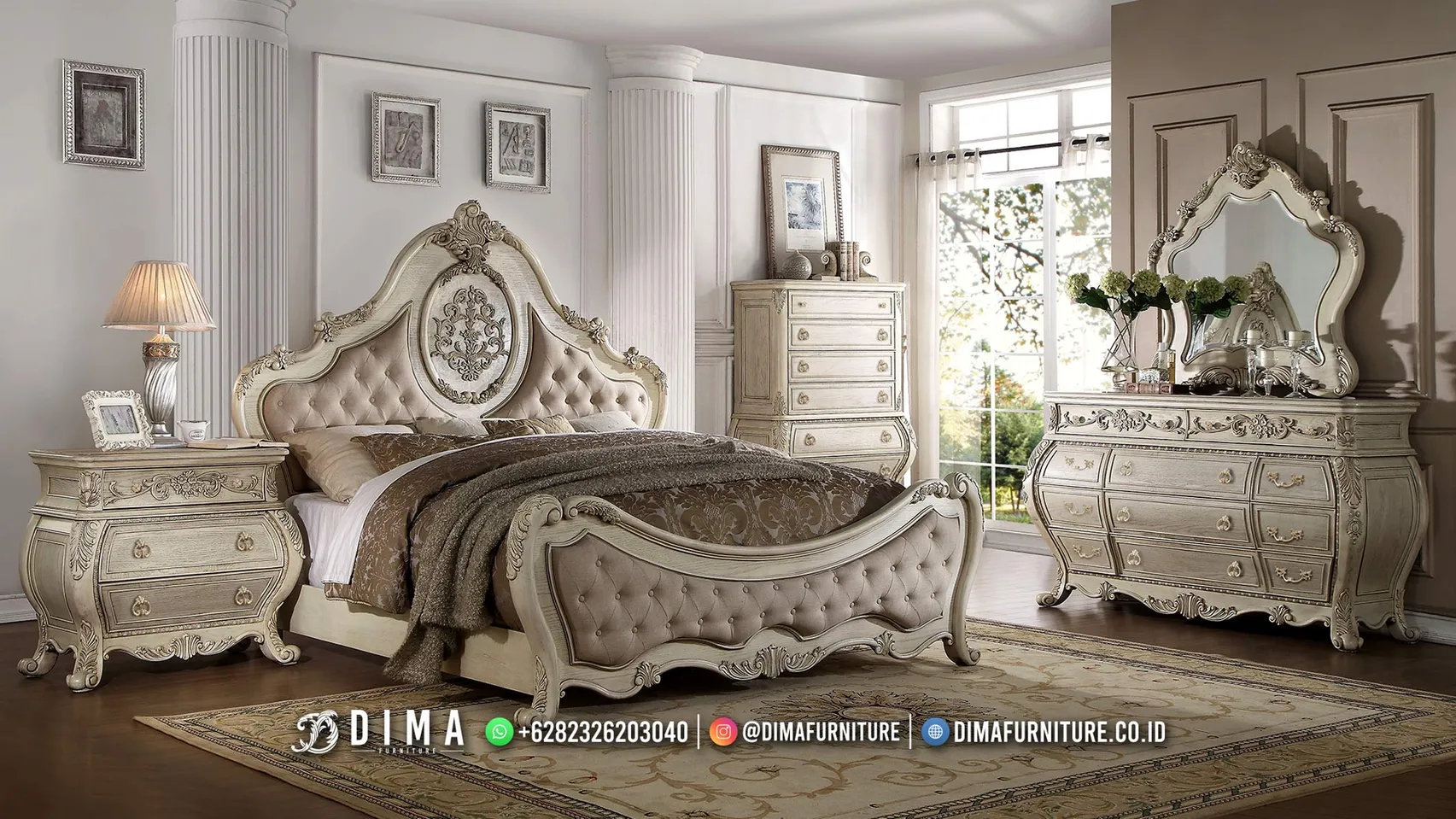 Desain Tempat Tidur mewah Klasik Eropa Delaney TTJ2679